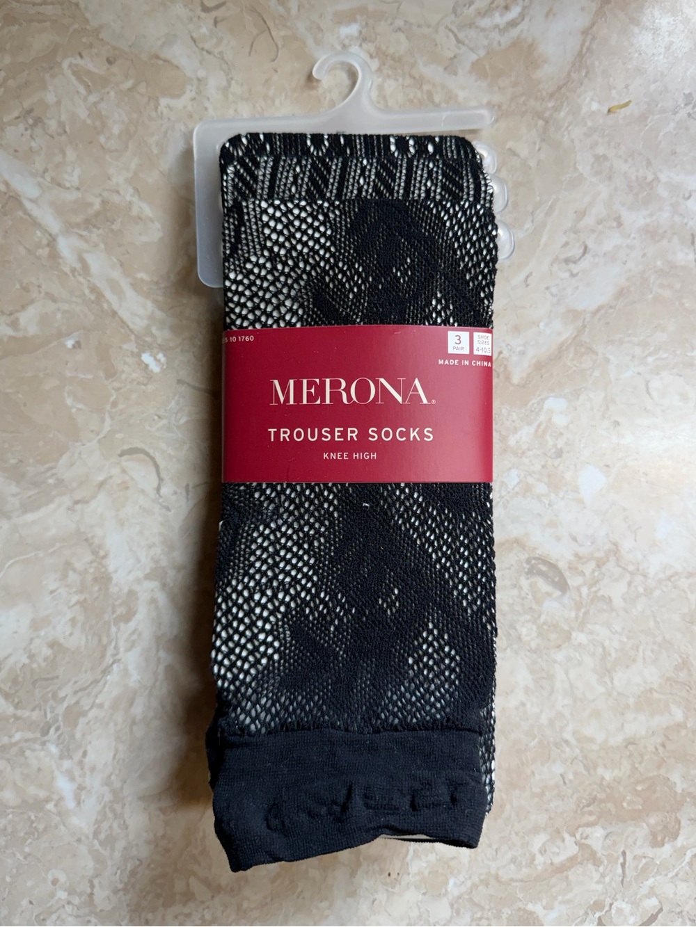 Merona 3 Pair Pack Knee High Trouser Socks Set Black Patterned New with Tag